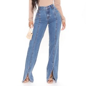 FashionNova Make Slit Happen Straight Leg Jean